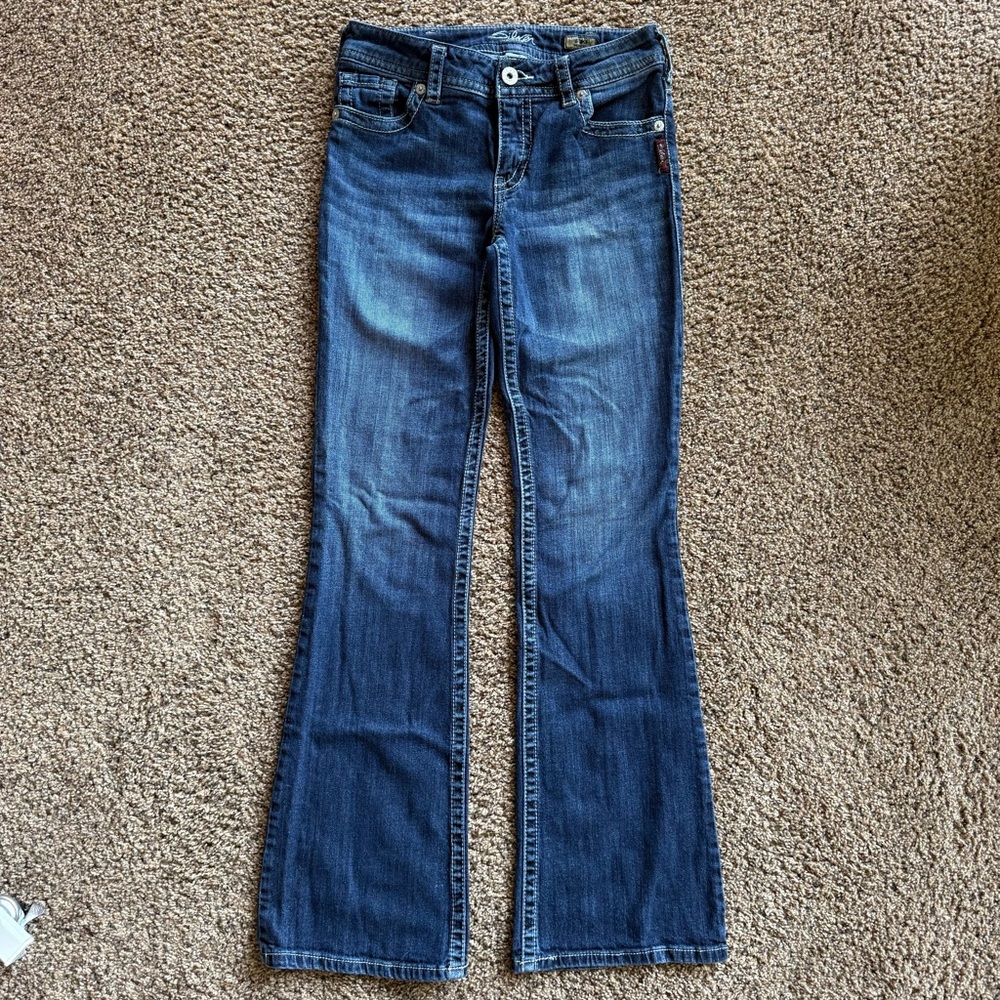 Silver Jeans Suki Bootcut-Dark Blue w/Fade 28”x33” see description.